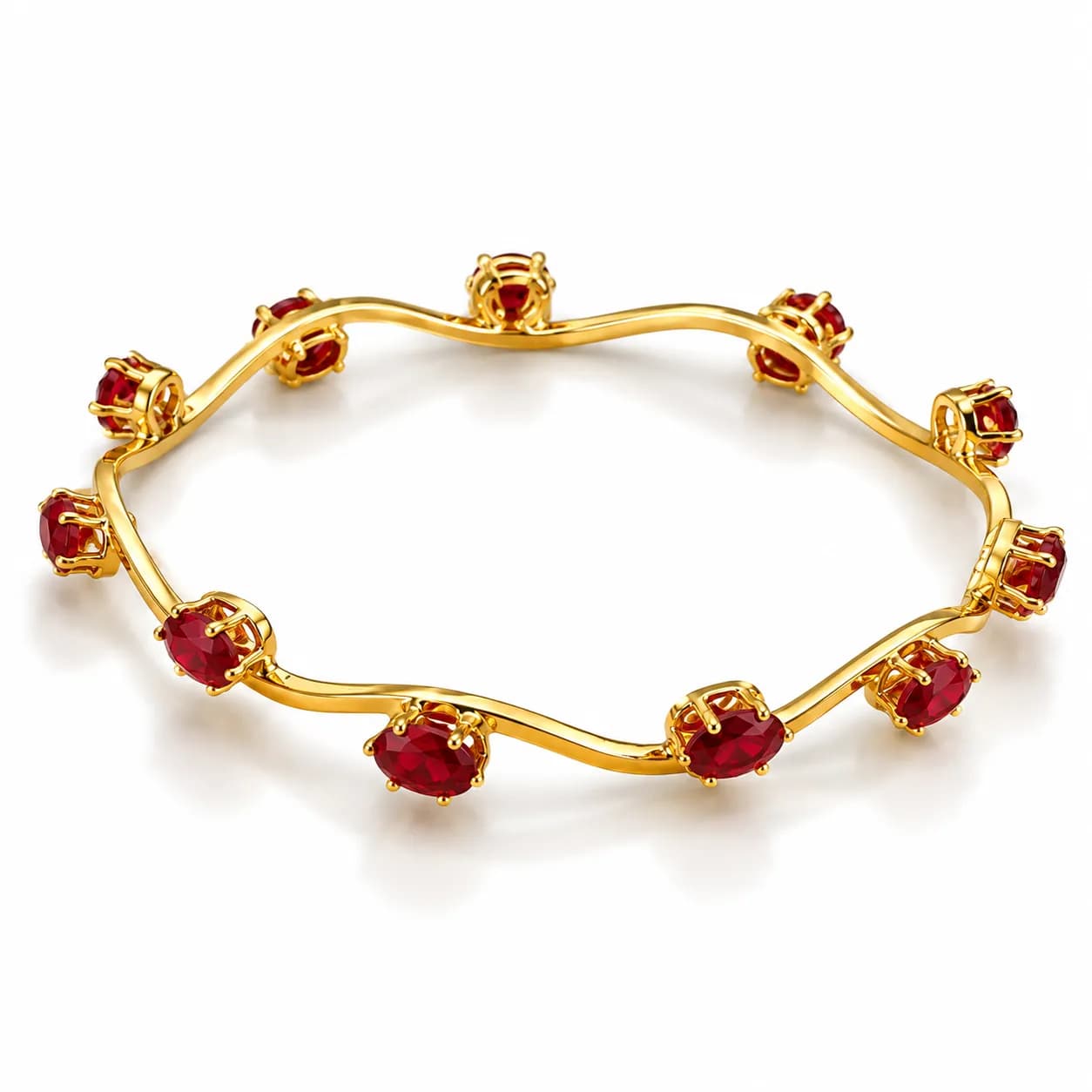 Niyanara Ruby Wave Gold-Plated Bangle for Women (Pack of 01)