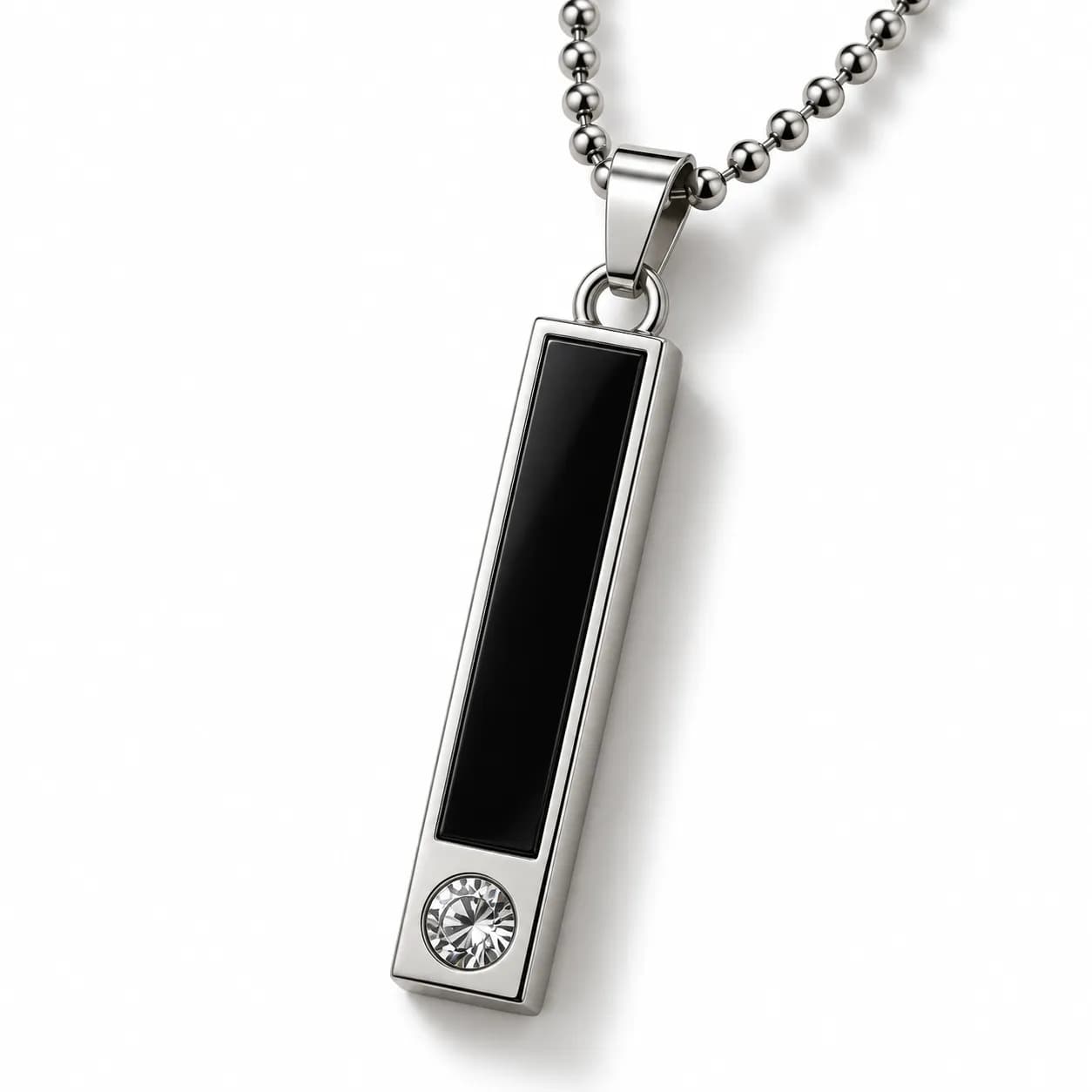 Rectangular Black Inlay Neckchain Pendant | Men