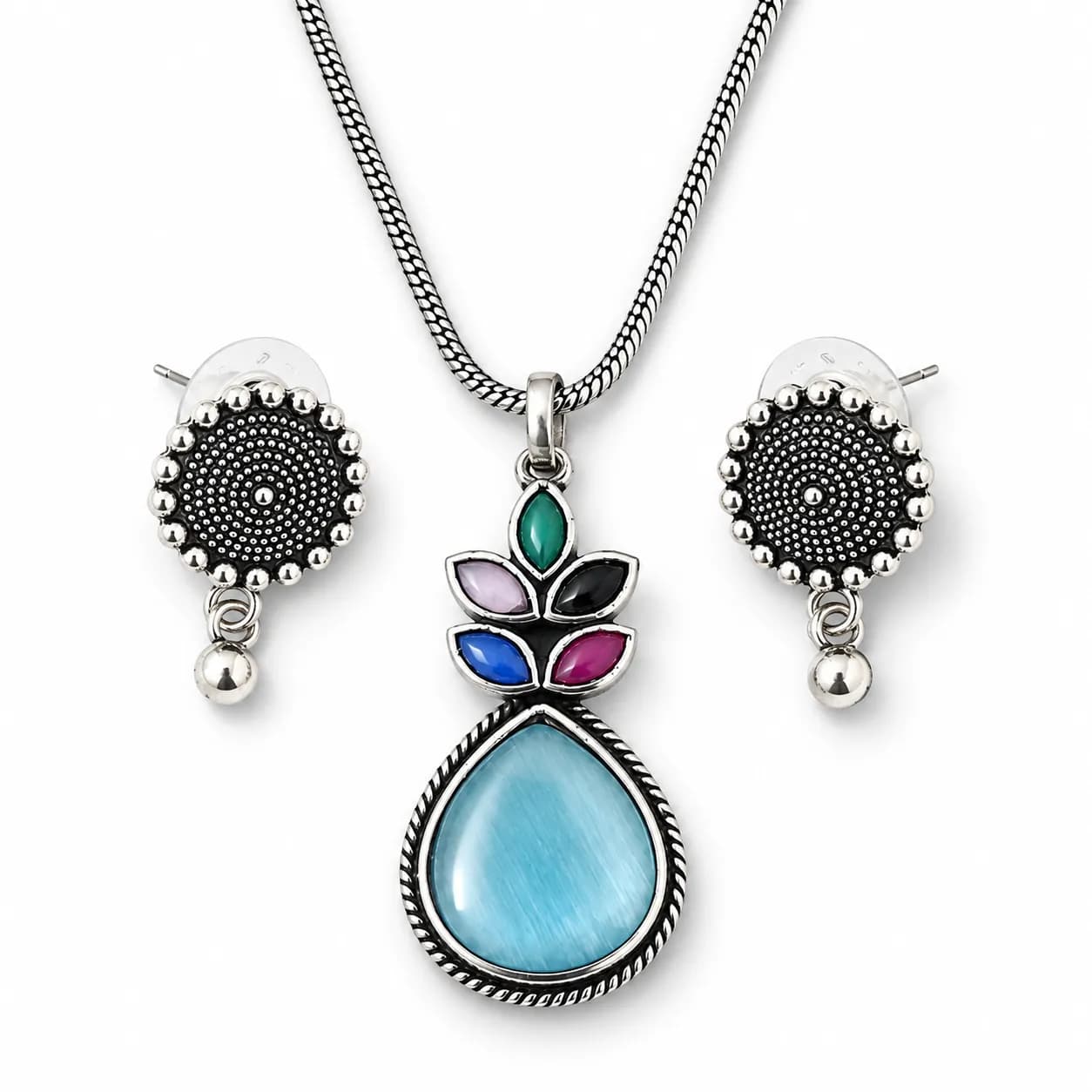 Niyanara Monalisa Deign Oxidised Brass Necklace Set
