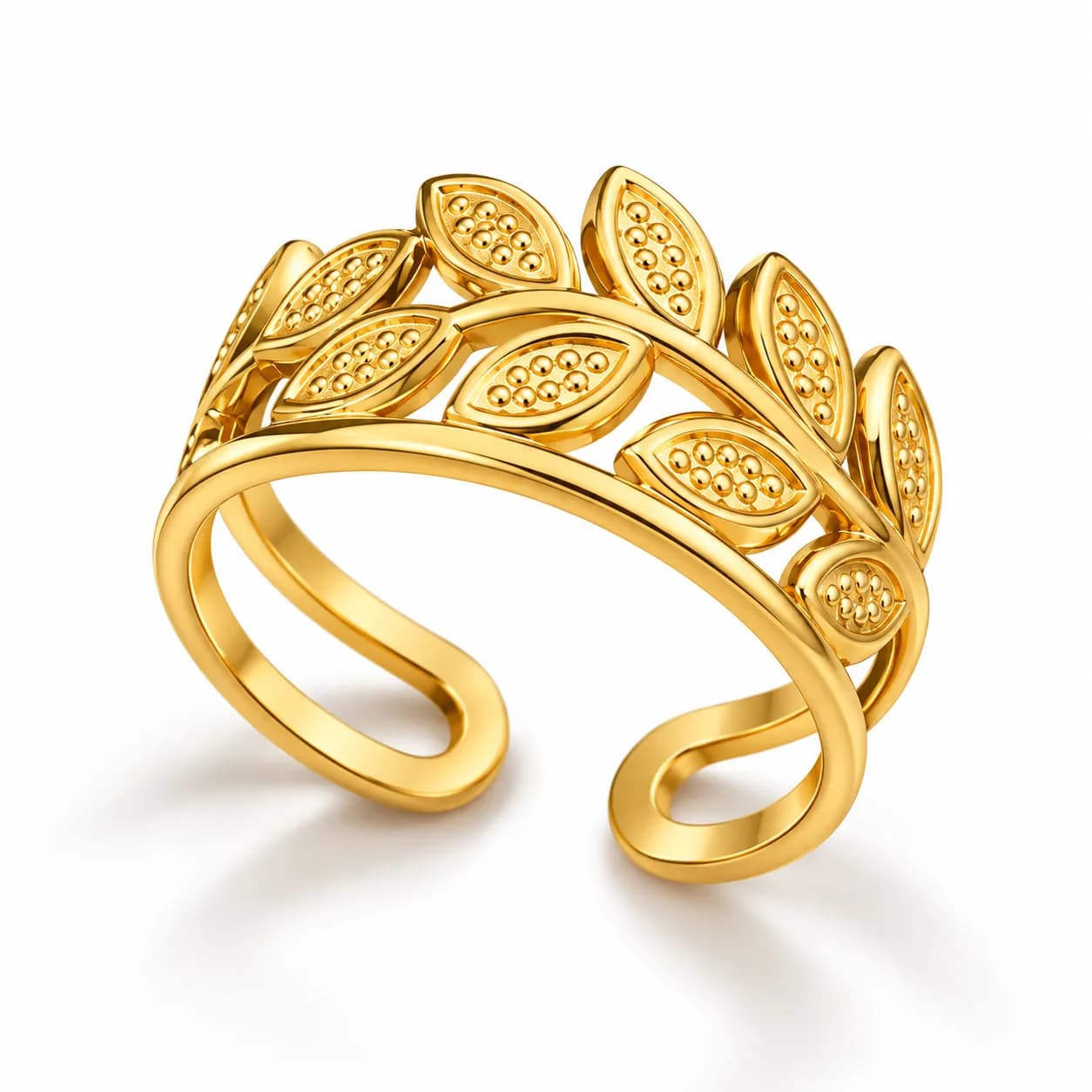 Niyanara Stainless Steel Gold-Plated Contemporary Style Adjustable Ring for Woman