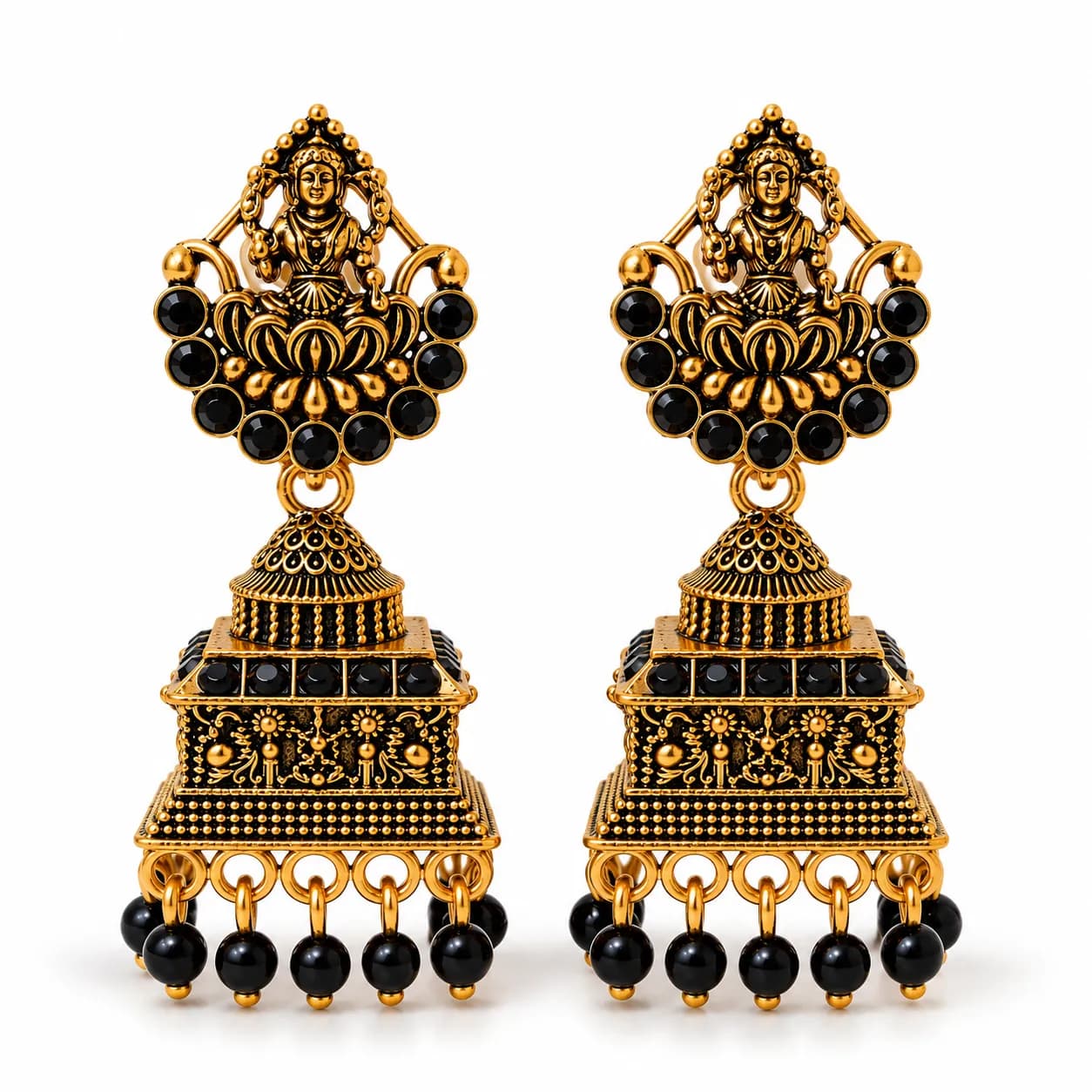 Temple Grandeur Ruby Jhumka Fashion Earrings