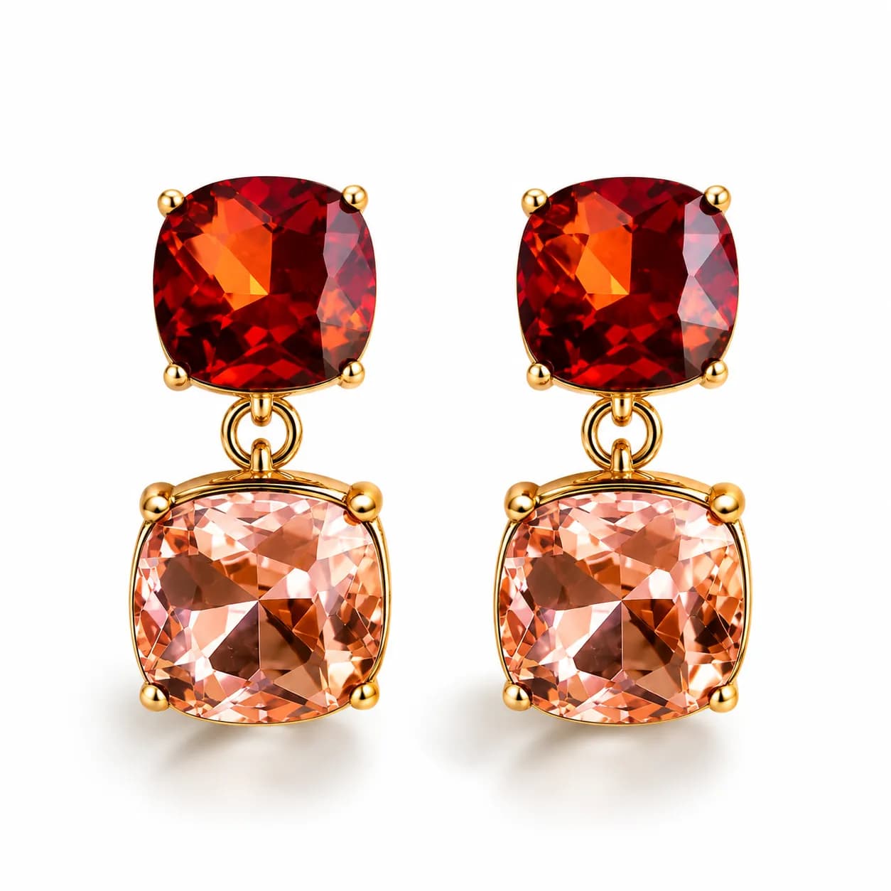 Gold plated Rust Orange Statement Earrings