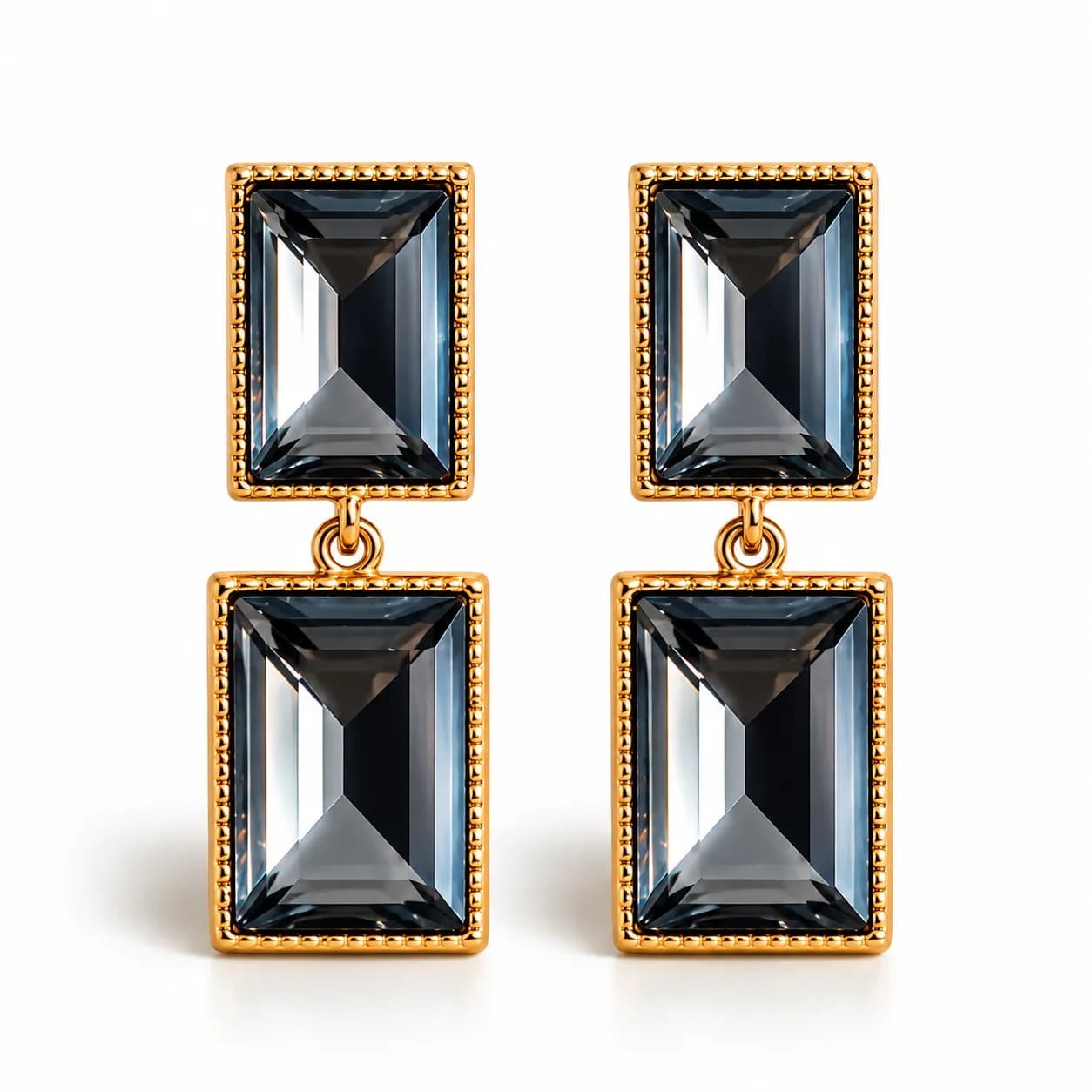 Gold Plated Charcoal Statement Earrings