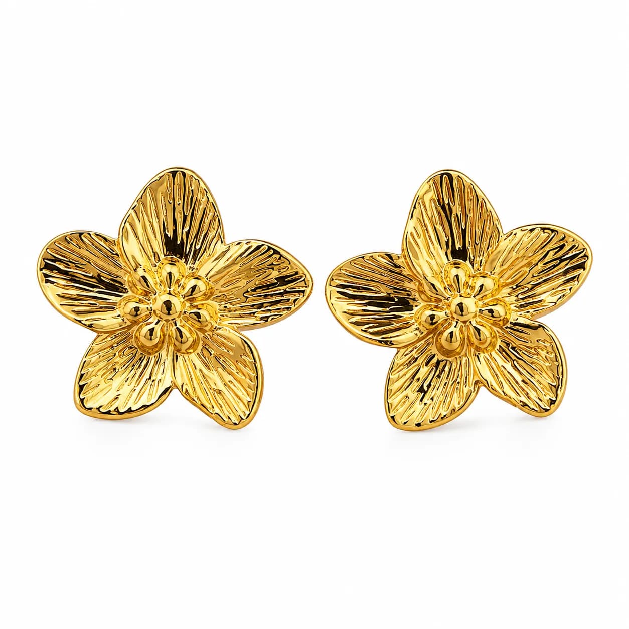 Stainless Steel Gold plated Bloom Stud Earrings