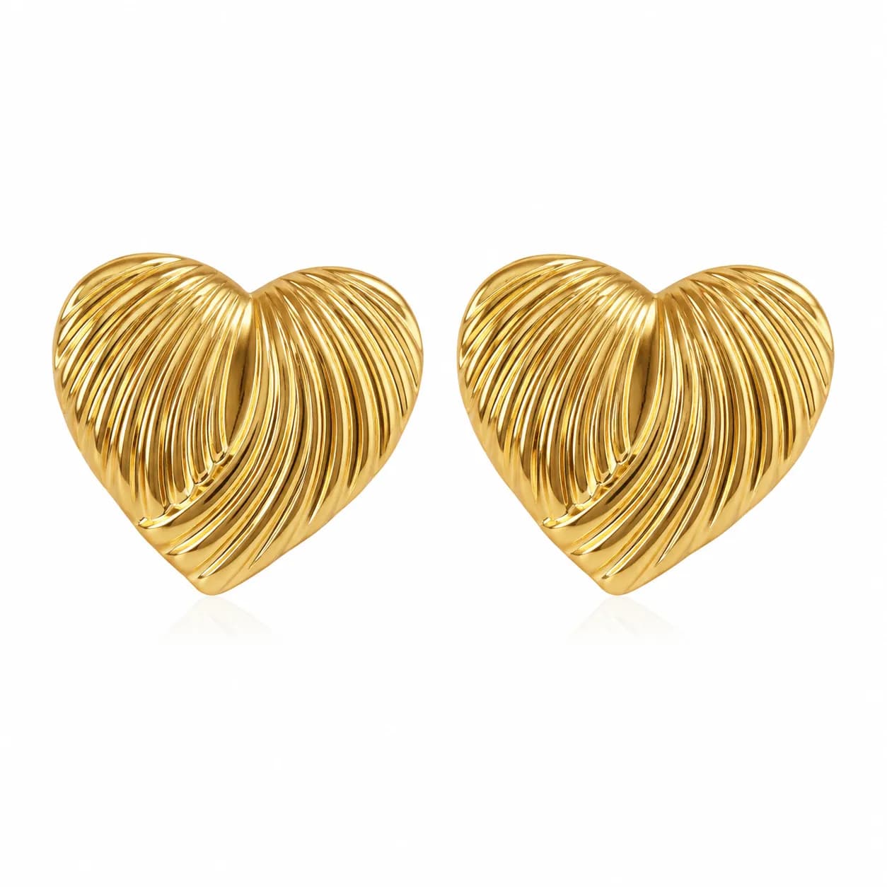 Stainless Steel Gold plated Aurora Heart Stud Earrings