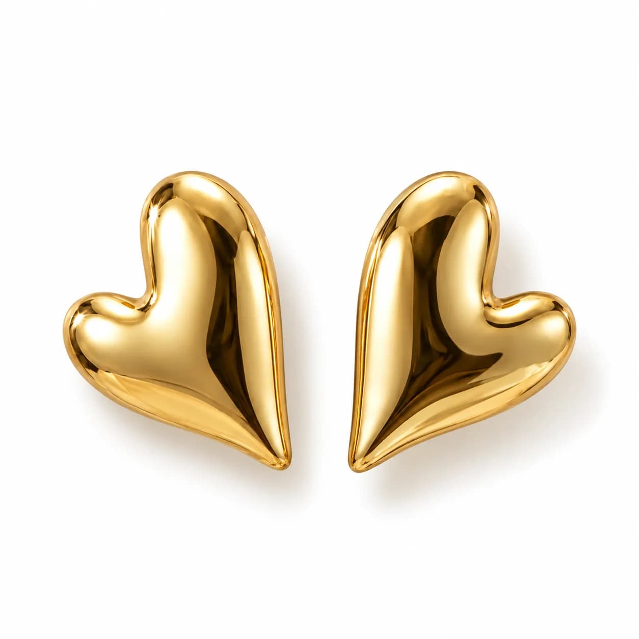 Stainless Steel Gold plated Embrace Heart Stud Earrings