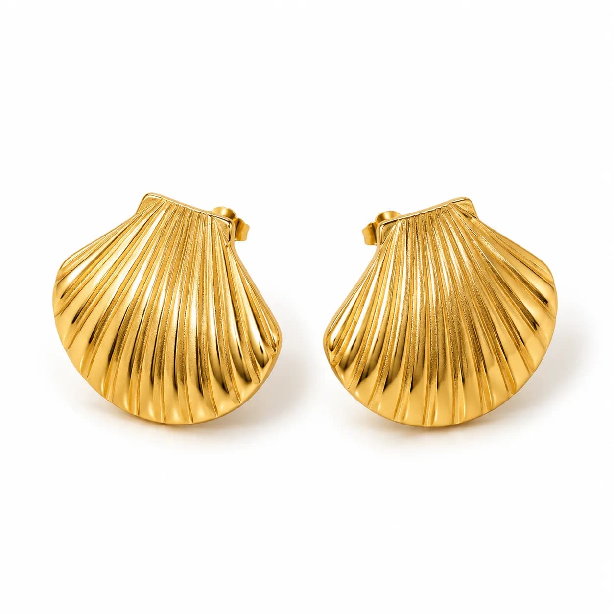 Stainless Steel Gold plated Shell Shaped Stud Earrings