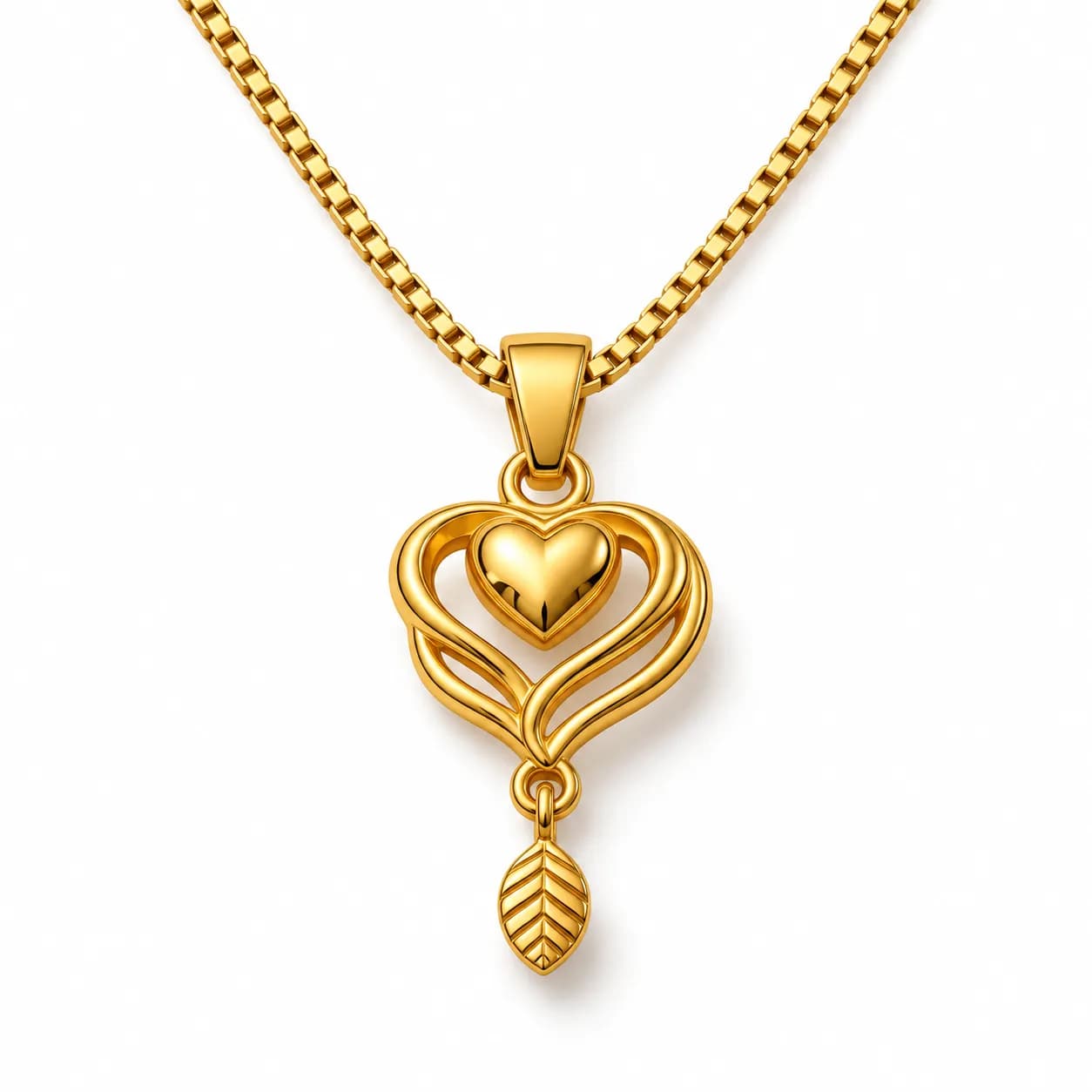 Niyanara Gold plated Open Heart Pendant Necklace for Women