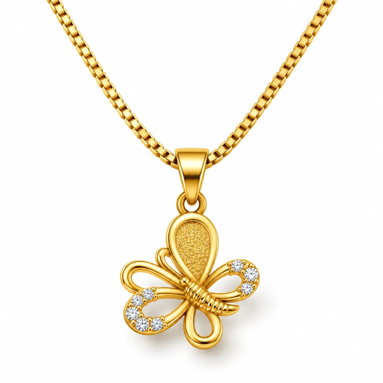 Niyanara Gold Plated Butterfly Crystal Pendant Necklace for Women