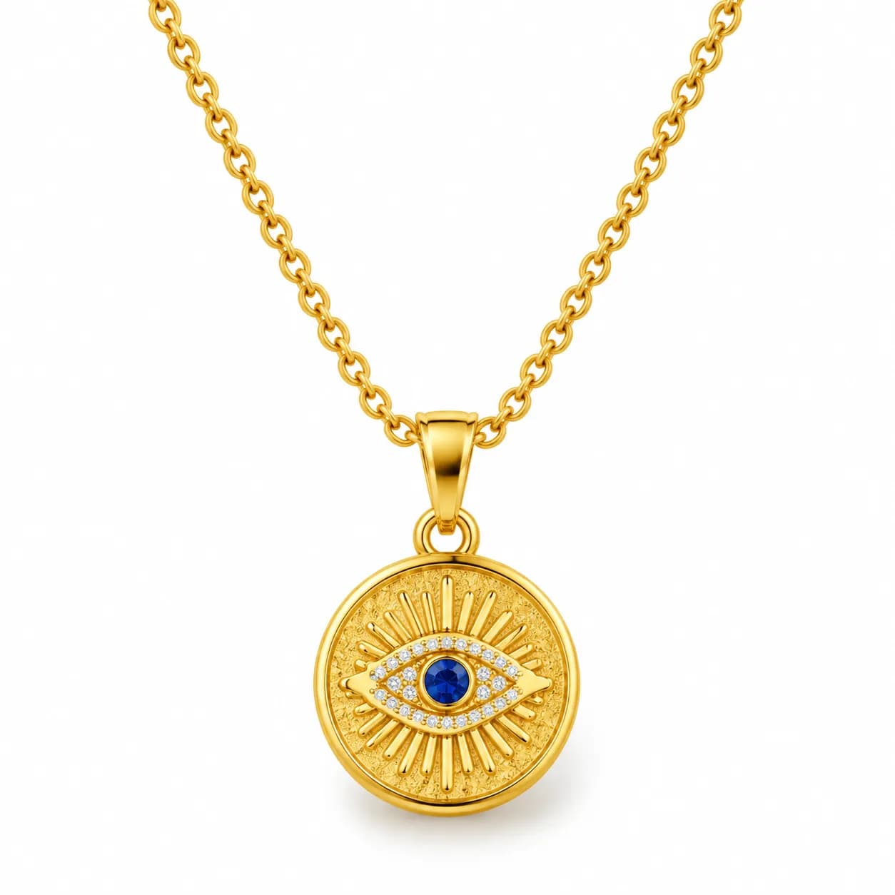 Niyanara Gold Plated Evil Eye Pendant Necklace for Women