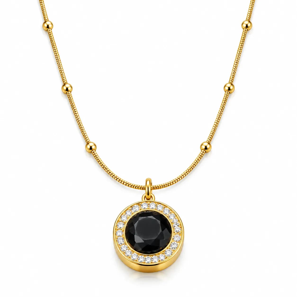 304 Stainless Steel Gold Plated Cats Eye Pendant Necklace