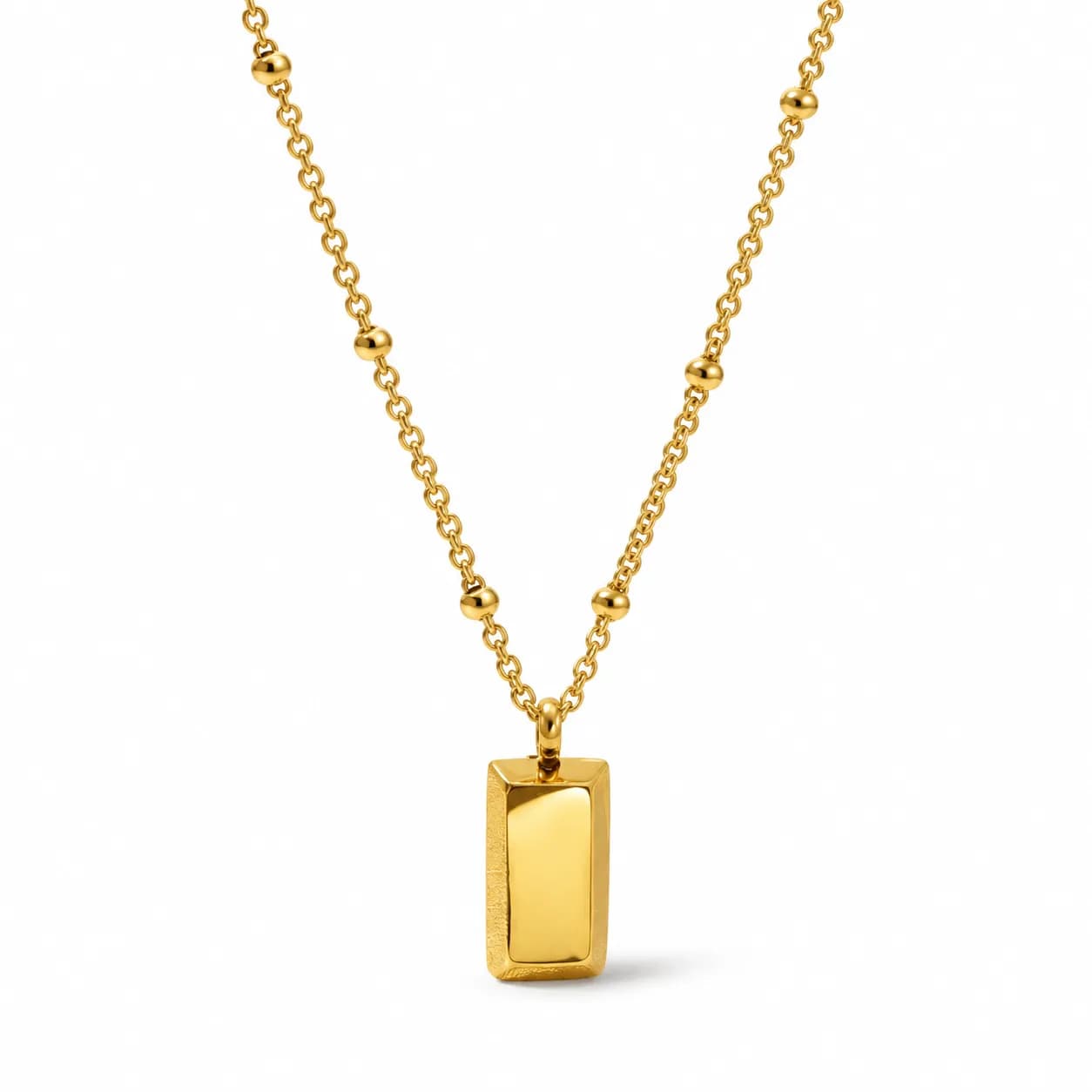 Stainless Steel Gold plated Rectangular Pendant Neckalce