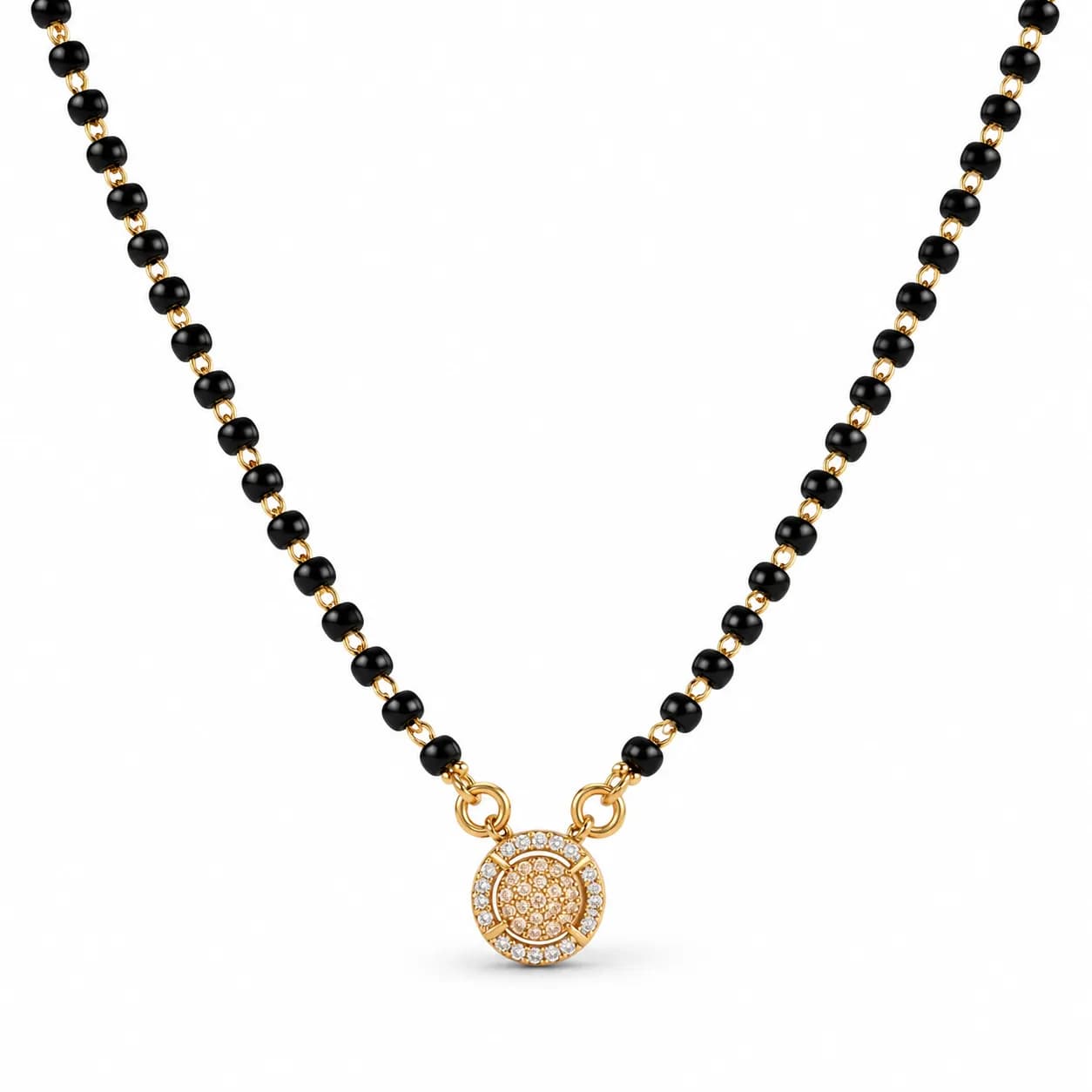Gold Plated Round Shaped Mangalsutra Necklace