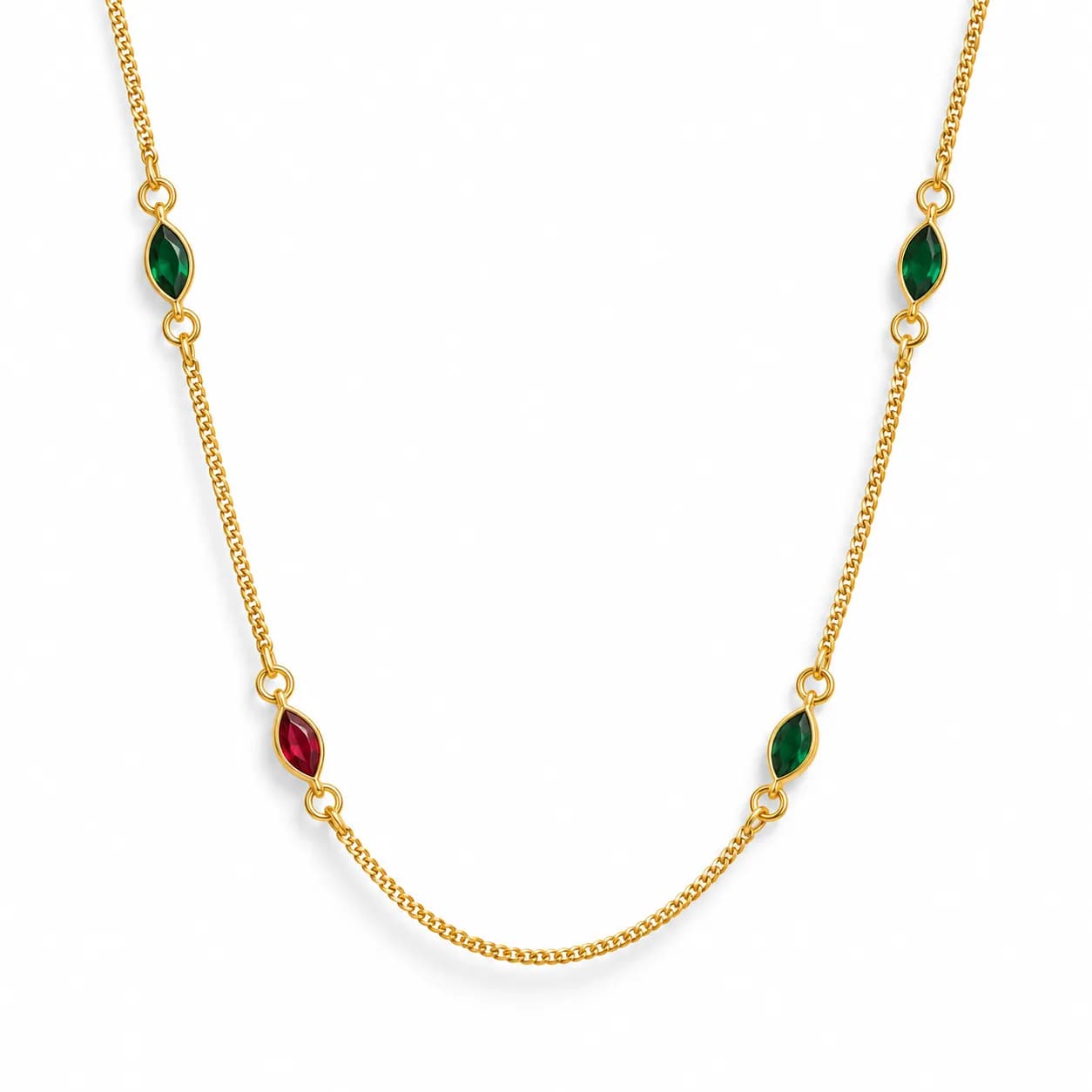Niyanara Gold plated Marquise Stone Necklace for Women