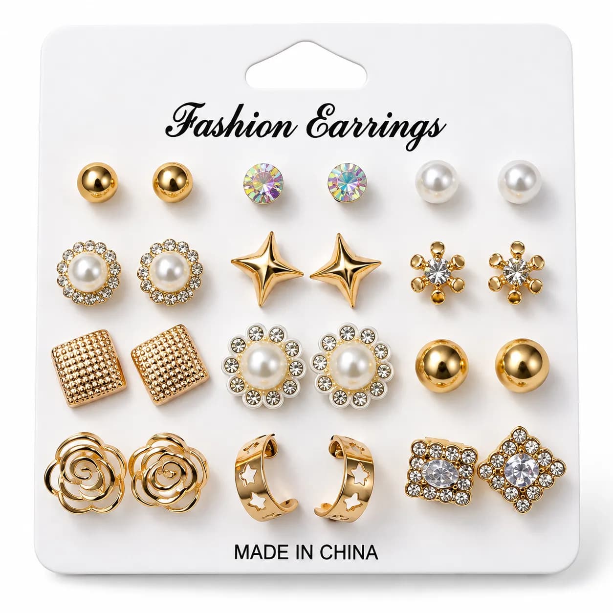 Niyanara Twelve Pair Fashion Earring Stud Combo Pack for Women