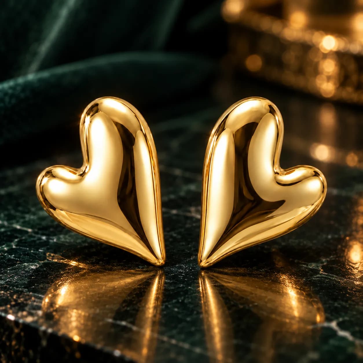 Stainless Steel Gold plated Embrace Heart Stud Earrings