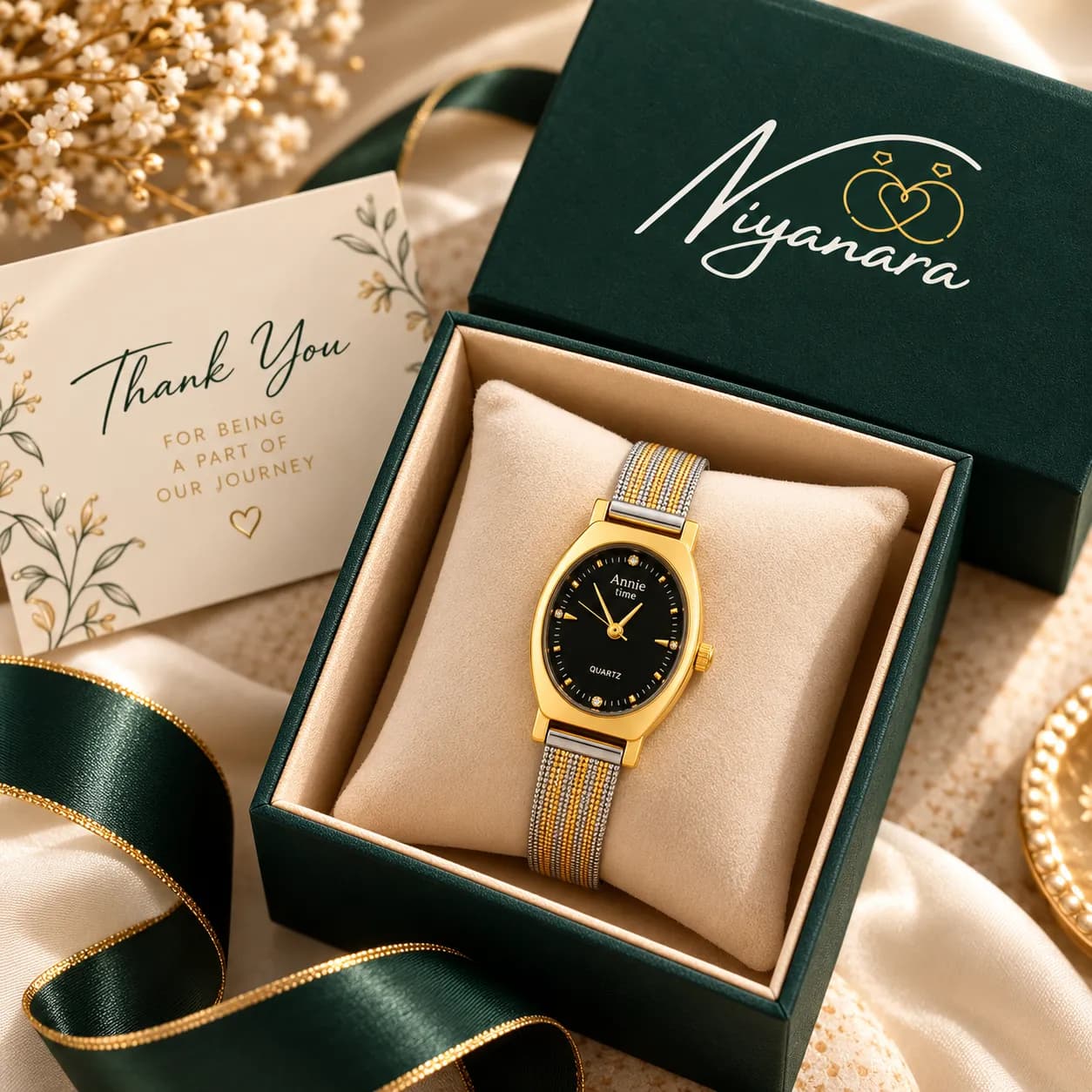 316L Stainless Steel | 18KT Gold-Tone PVD Finish Niya Noir Watch