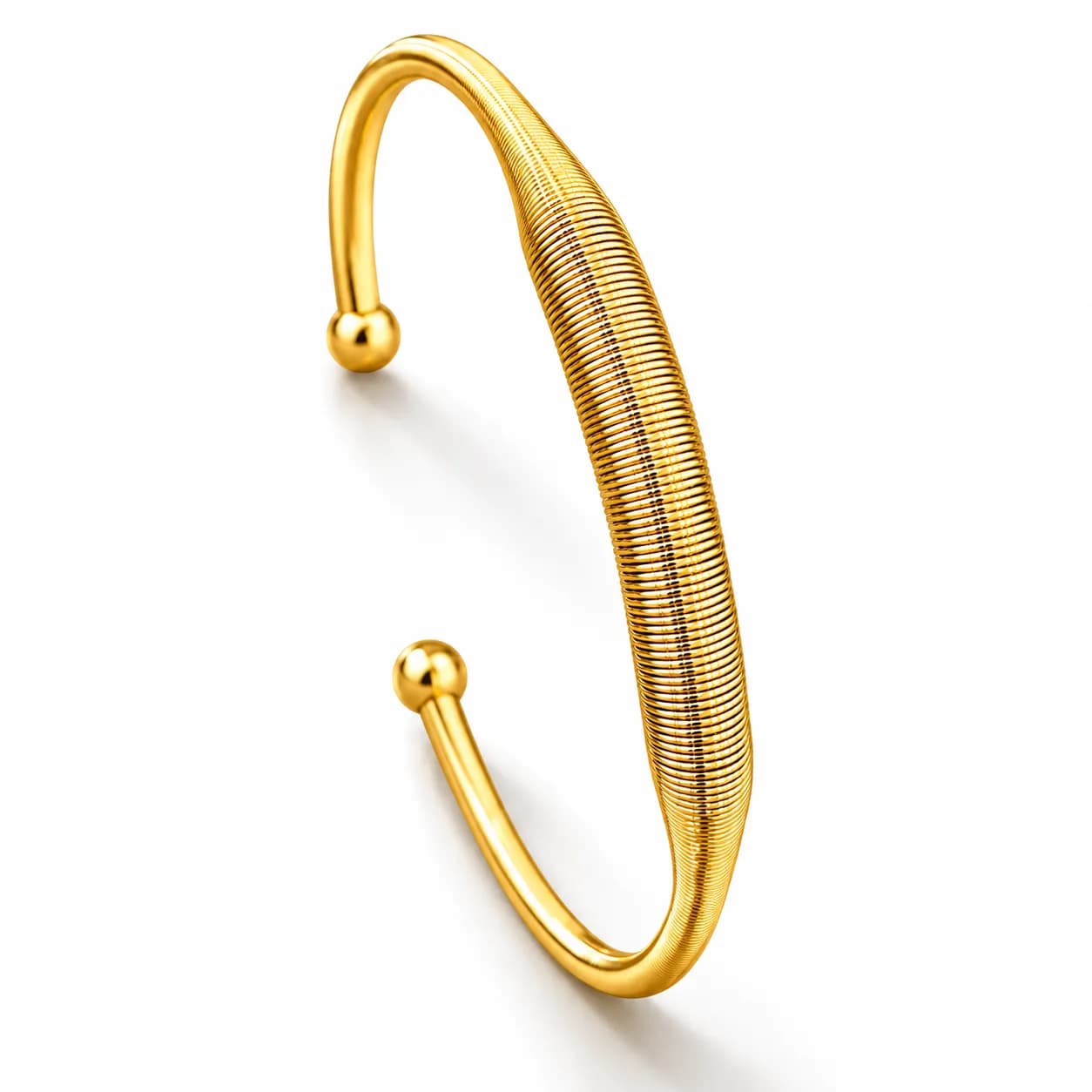 Ribbed Gold Cuff Bracelet