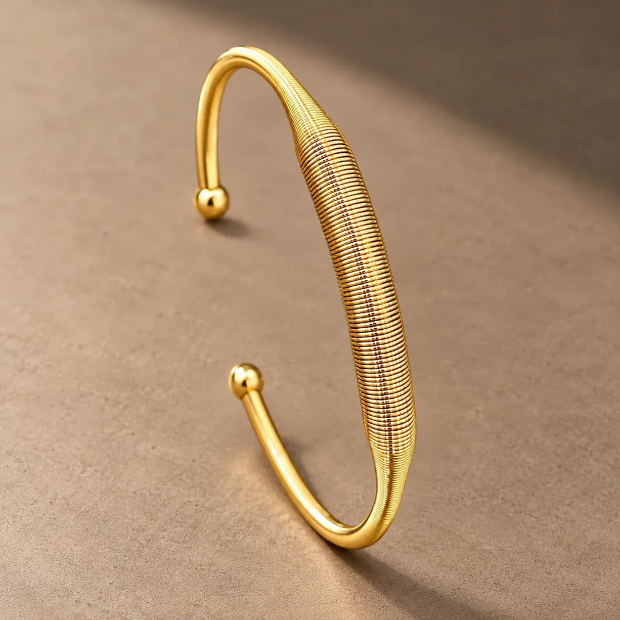 Ribbed Gold Cuff Bracelet