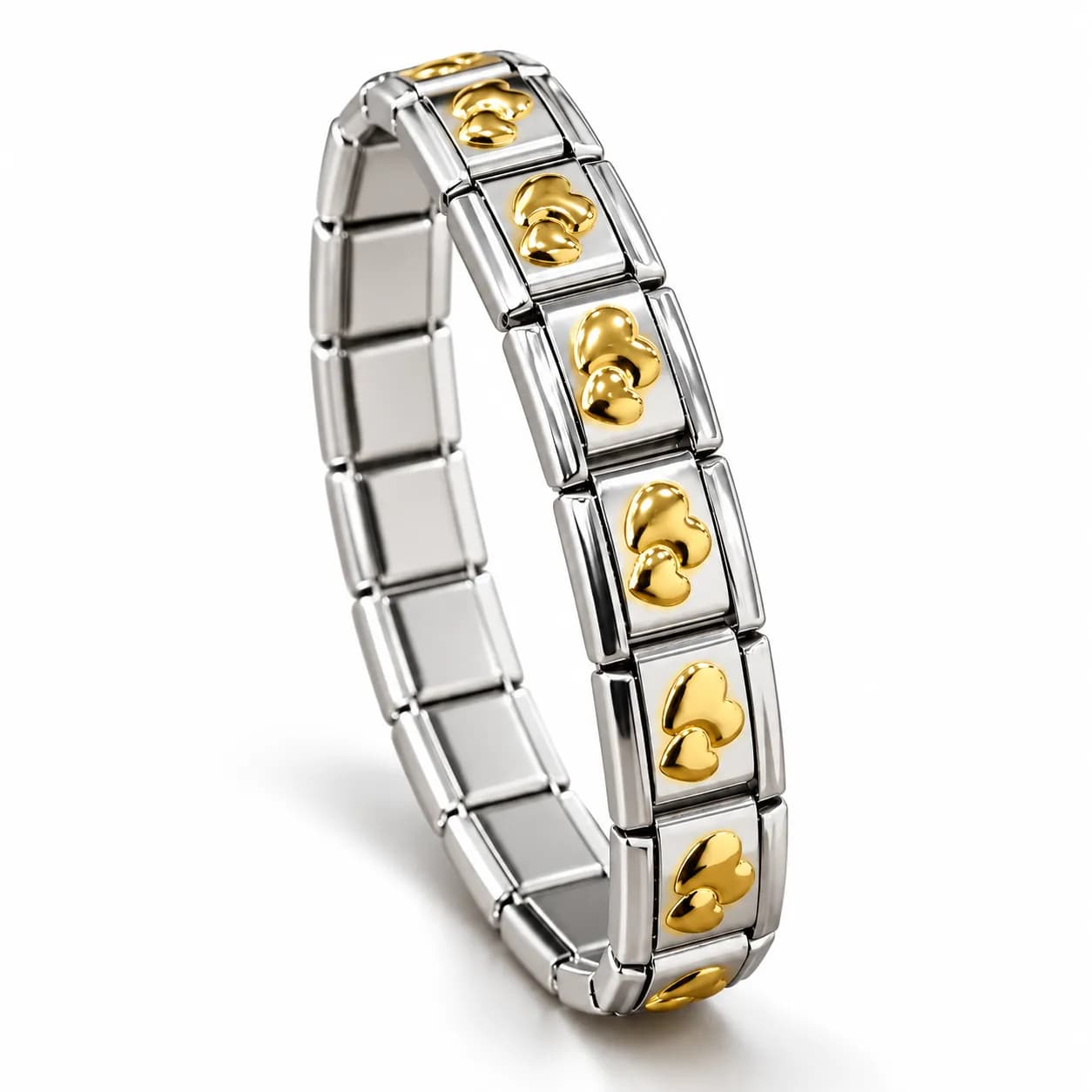 Gold-Finish Heart Link Bracelet