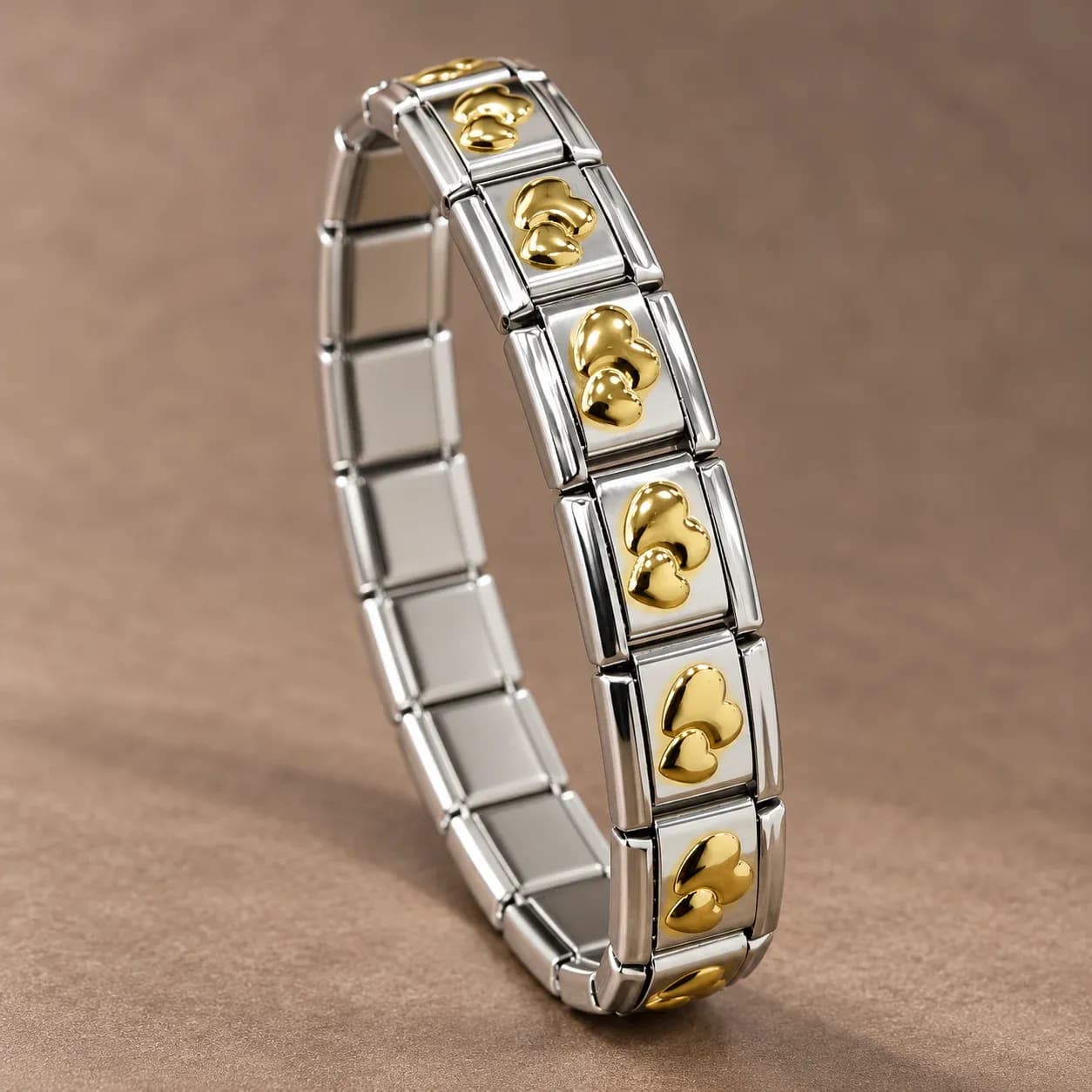 Gold-Finish Heart Link Bracelet