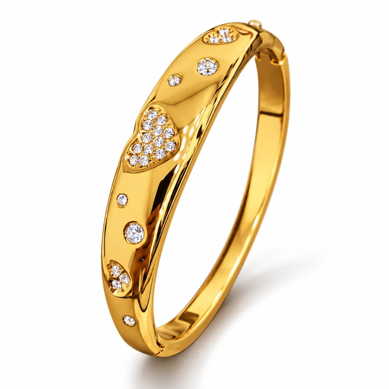 Heart-Detail Gold-Tone Kada Bracelet