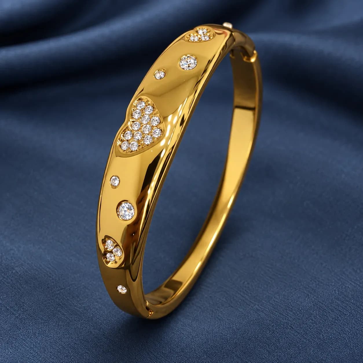Heart-Detail Gold-Tone Kada Bracelet