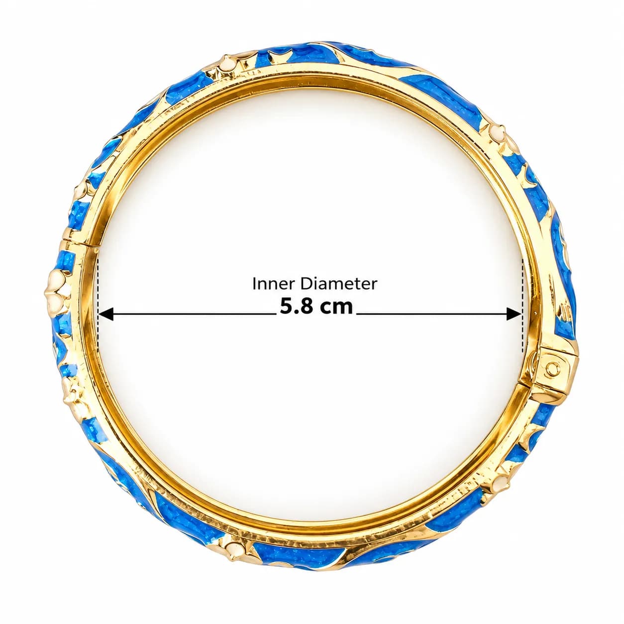 Blue Floral Enamel Kada Bracelet