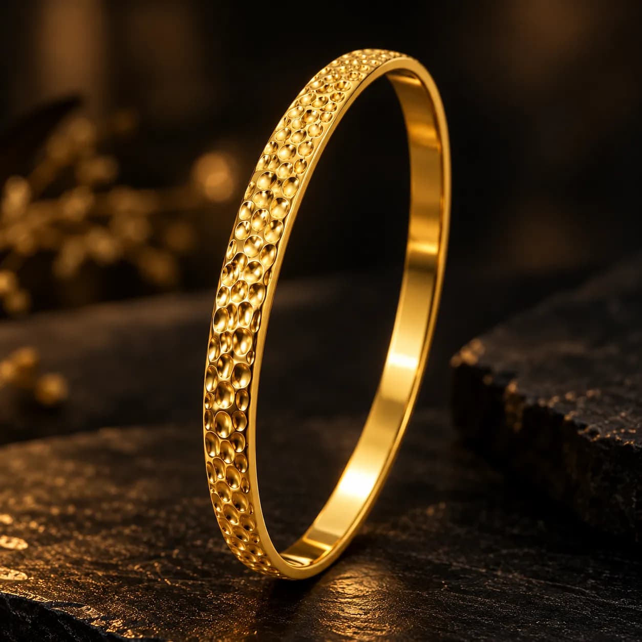 Textured Gold Tone Bangle